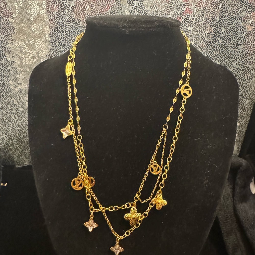 Louis Vuitton Gold Multi-Charm Necklace M61084 LE1224